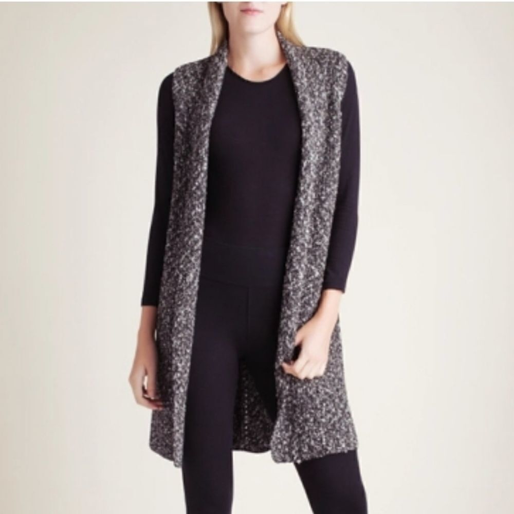 Kensie Black Combo Cotton Tweed Sweater Vest S
